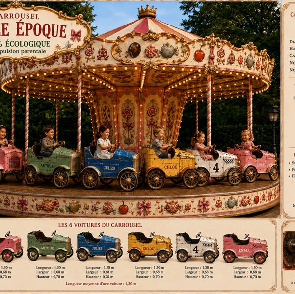 carrousel voiture à p&eacute;dale